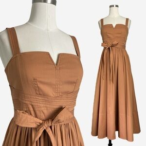 Cinq à Sept Brown Cornelia Sweetheart fit and flare midi dress neutral preppy 2